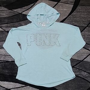 VS PINK 2015 Cut-Out Back  Shine Logo Knit Lightweight Hoodie Shirt